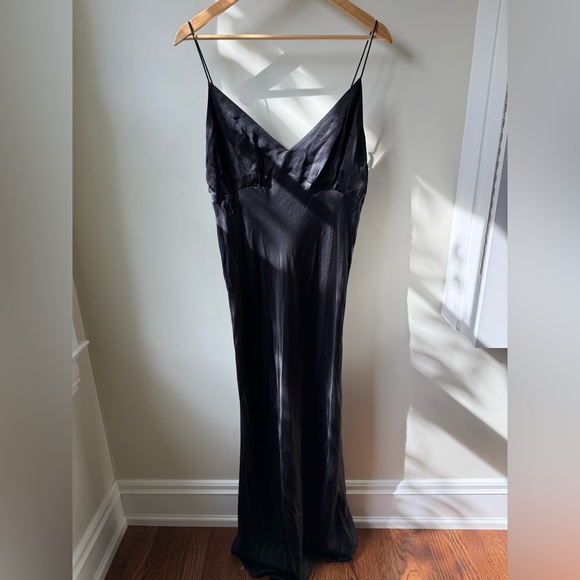 NWT J CREW COLLECTION V Neck Slip Dress Luster Crepe Black Maxi Whimsigoth 12 - Picture 1 of 8